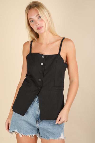 Button Down Solid Woven Top