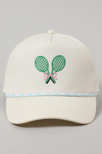 Tennis Racquets Ribbon Embroidery Trucker Hat