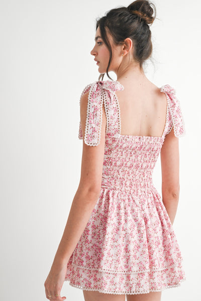 Floral Ruched Bodice Mini Dress