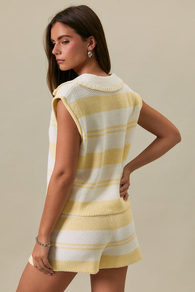 Striped Sweater Top & Shorts Set