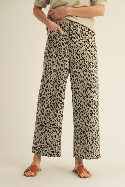 High Waist Wide Leg Leopard Pants