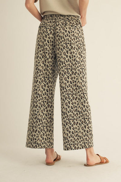 High Waist Wide Leg Leopard Pants