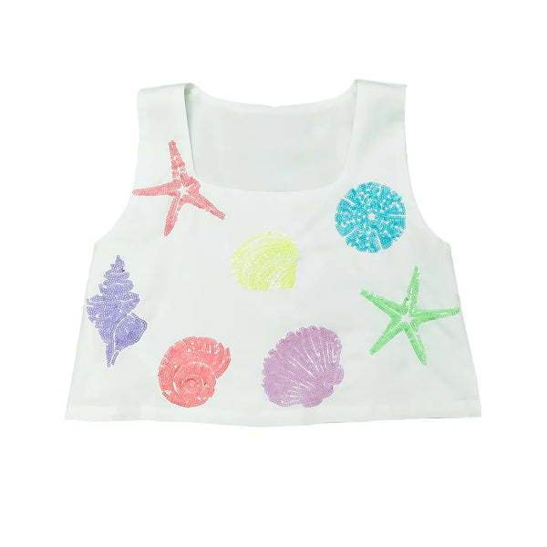 Seashell Sequin Crop Top & Shorts Set