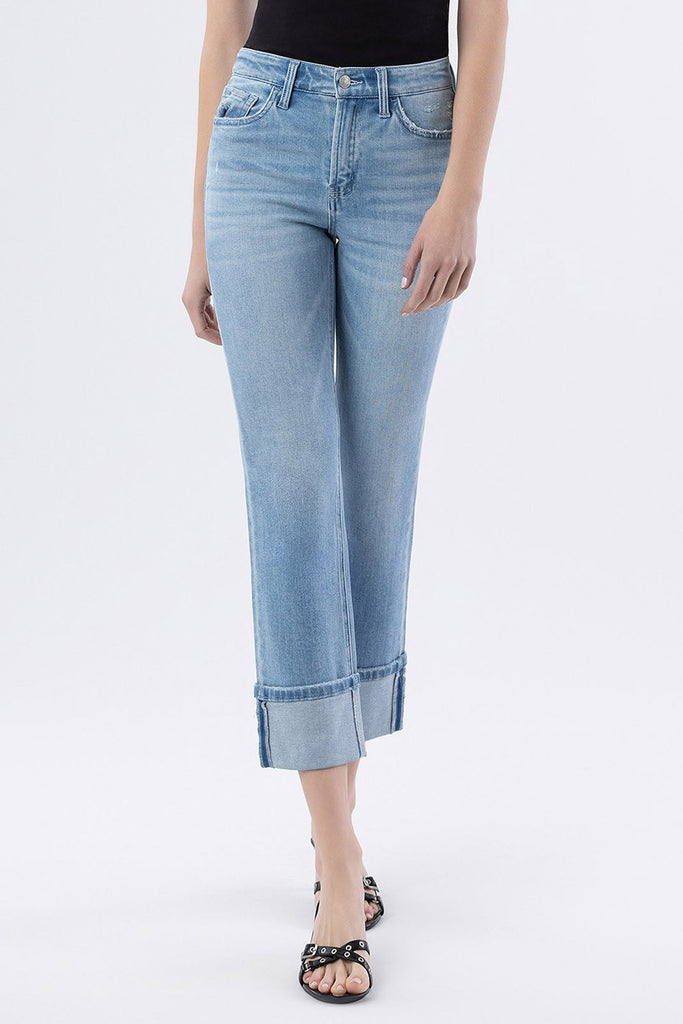 Vervet HR Cuffed Crop Slim Straight Jeans