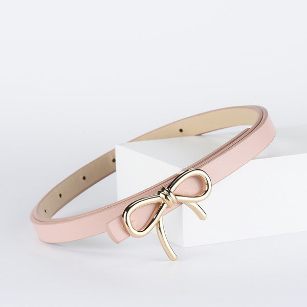 Smooth Bow Buckle Faux Leather Belt