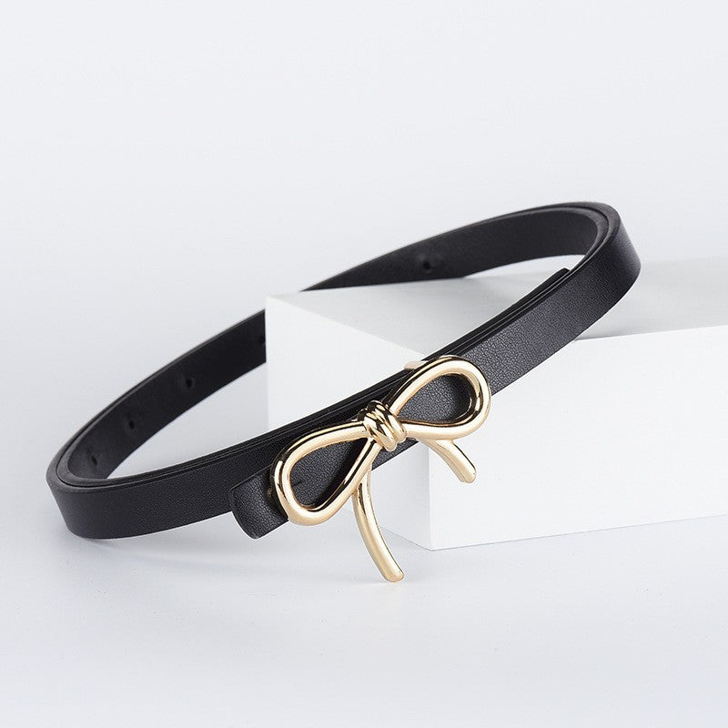 Smooth Bow Buckle Faux Leather Belt