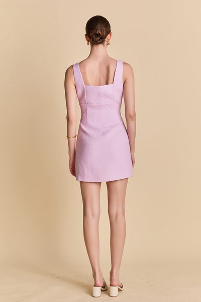 Square Neck Tweed Mini Dress