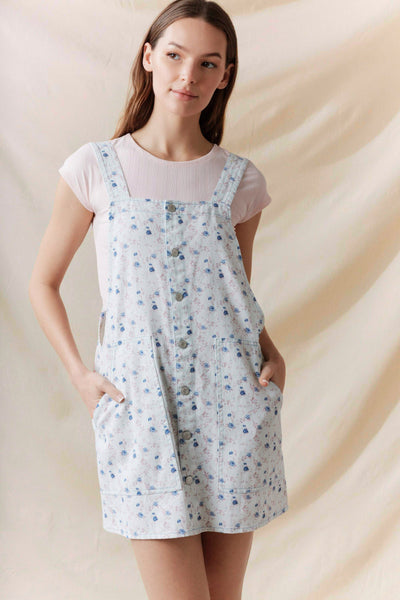 Ditsy Floral Washed Twill Mini Dress