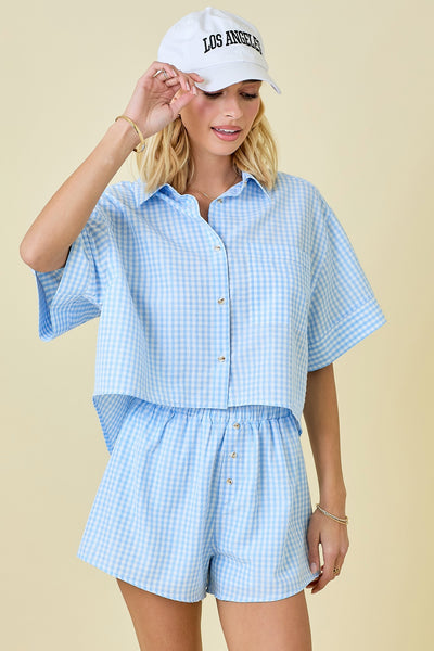 Gingham Button Down Boxy Shirt