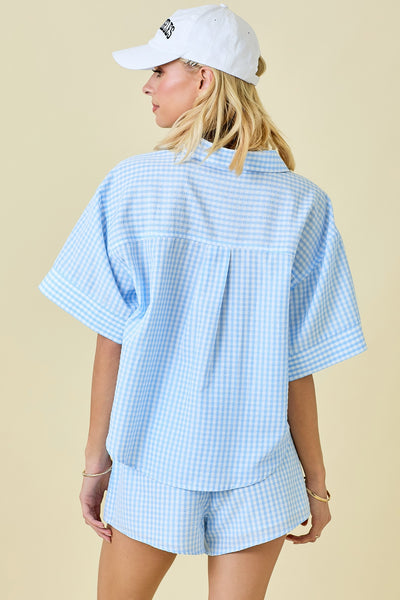 Gingham Button Down Boxy Shirt