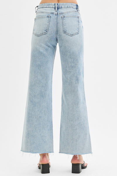 Risen LR Wide Leg Raw Cut Hem Jeans