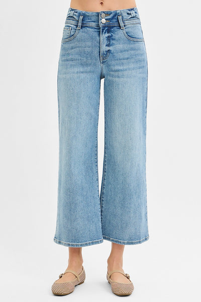 Risen High Rise Crop Bow Waistband Jean