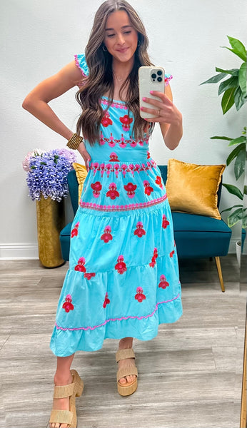 Embroidered Detail Cotton Maxi Dress