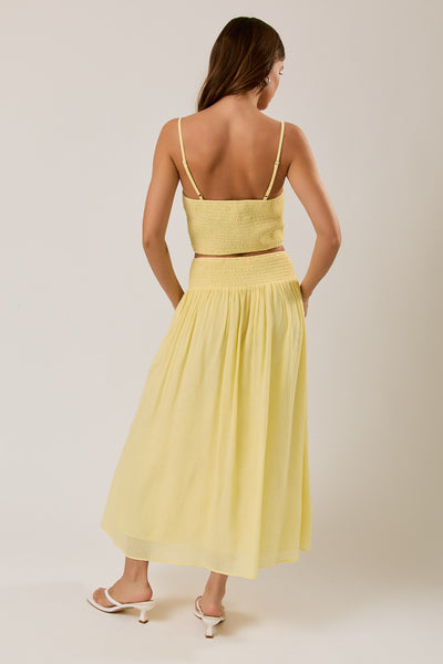 Smocked Crop Top & Midi Skirt Set