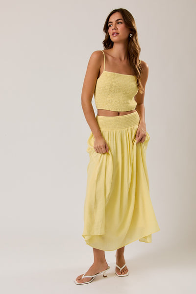 Smocked Crop Top & Midi Skirt Set