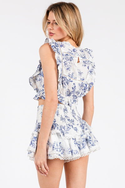 Floral Ruffle Top & Shorts Set