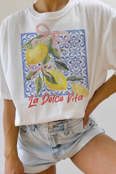 La Dolce Vita Lemon Girly Graphic Tee