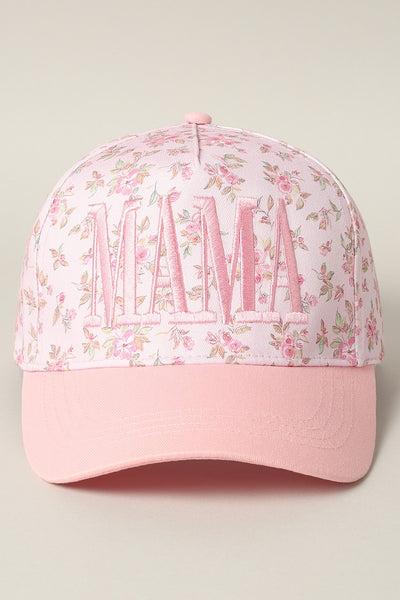 Mama Embroidered Flower Pattern Trucker Hat