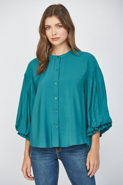 Puff Sleeve Button Down Top