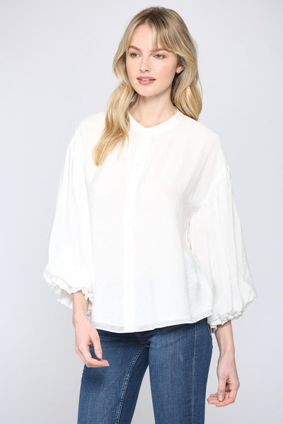 Puff Sleeve Button Down Top