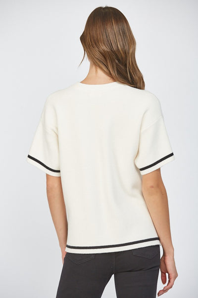 Tipped Side Slit Boxy Sweater