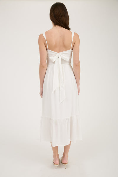 Smocked Ruffle Detail Sleeveless Midi Dress