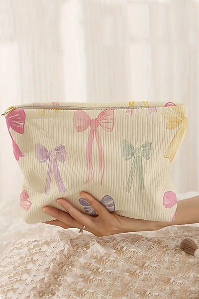 Bowknot Pattern Makeup Cosmetic Clutch Bag