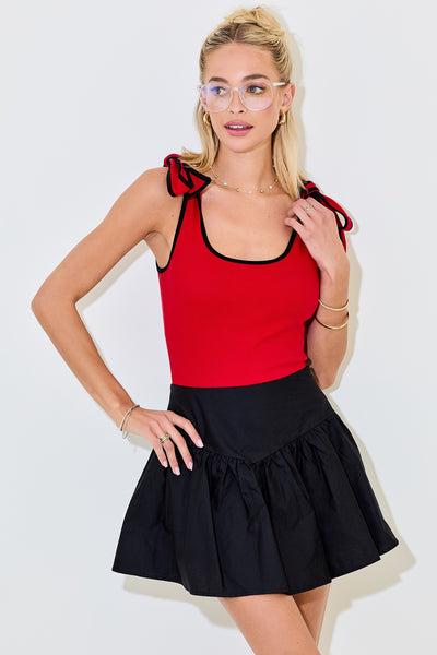Ribbed Bodysuit With Contrasting Binding