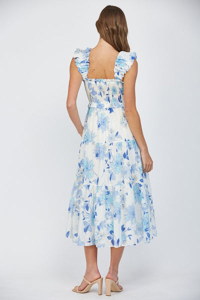 Square Neck Smocking Top Maxi Dress