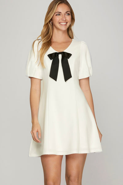 Heavy Knit V-Neck Mini Dress