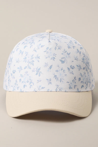Two-tone Floral Design 5 Panel Trucker Hat