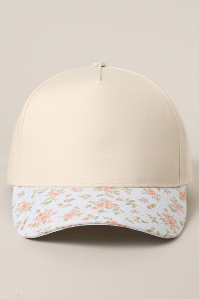 Floral Brim Designed Two-tone Trucker Hat