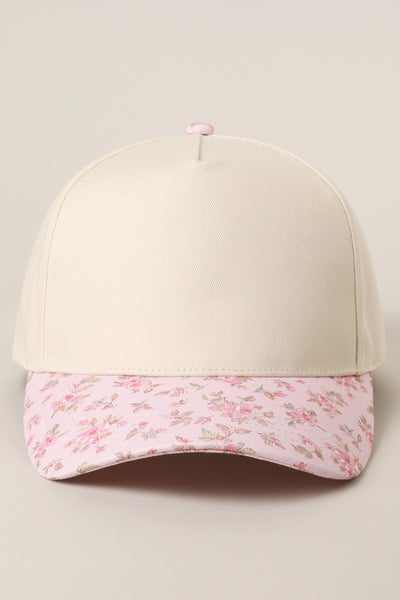 Floral Brim Designed Two-tone Trucker Hat