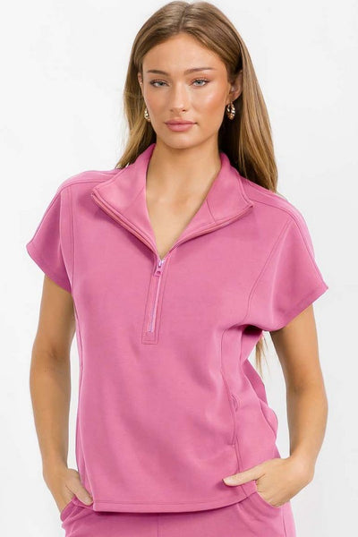 So Chic Sofie Soft Half Zipper Top
