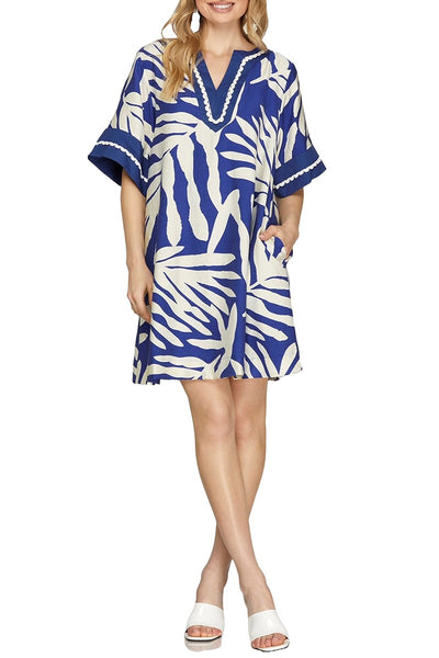 Floral Print Mini Dress With Pockets