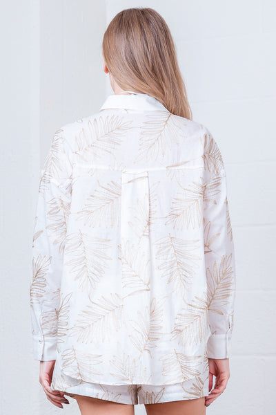 Lurex Embroidery Detail Button Down Top