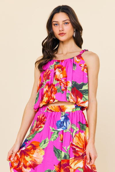 Braided Strap Floral Print Top