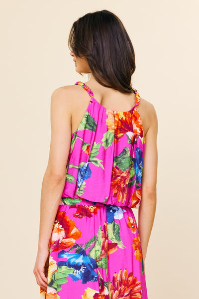 Braided Strap Floral Print Top