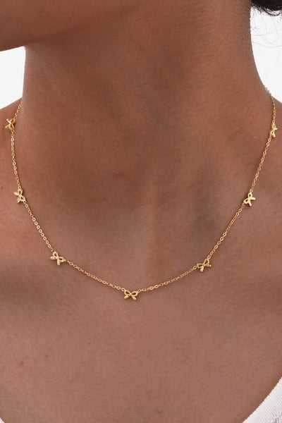 18k Stainless Steel Multi Bow Necklace