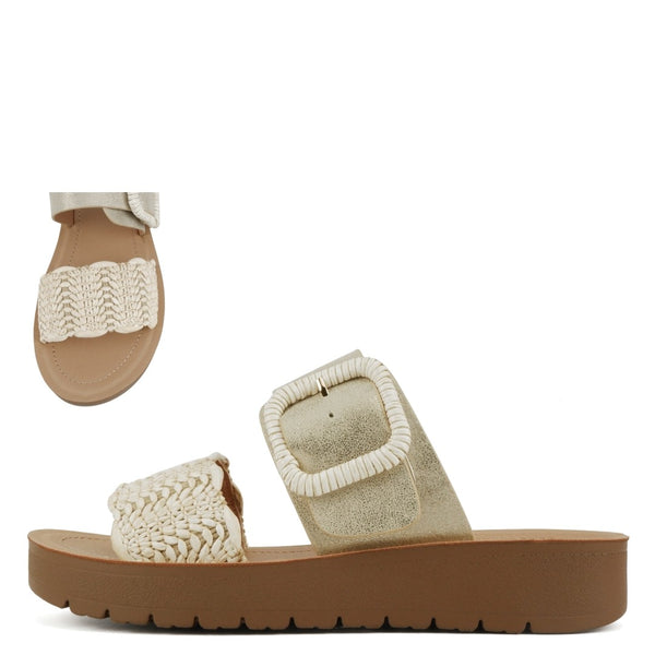 Soda Cactus Raffia Braided Strap Sandals
