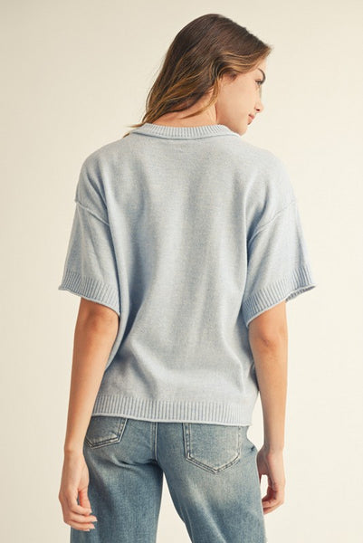 Raw Edge Accent Comfy Sweater Top