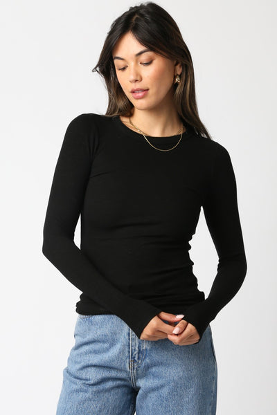 Ribbed Knit Long Sleeve Top