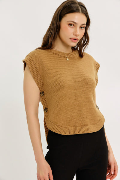 Round Neck Hi-Lo Sweater Vest