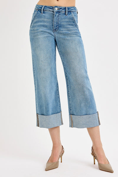Risen Tummy Control HR Wide Cuffed Jeans