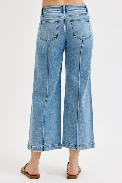 Risen MR Crop Wide Pintuck Jeans