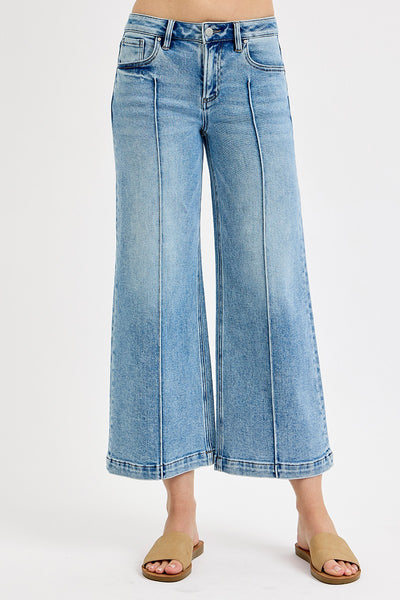 Risen MR Crop Wide Pintuck Jeans