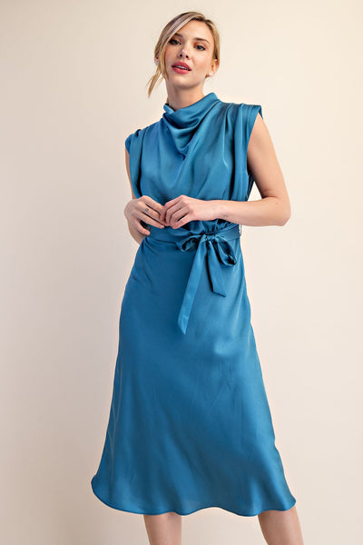 Mock Neck Sleeveless Midi Dress