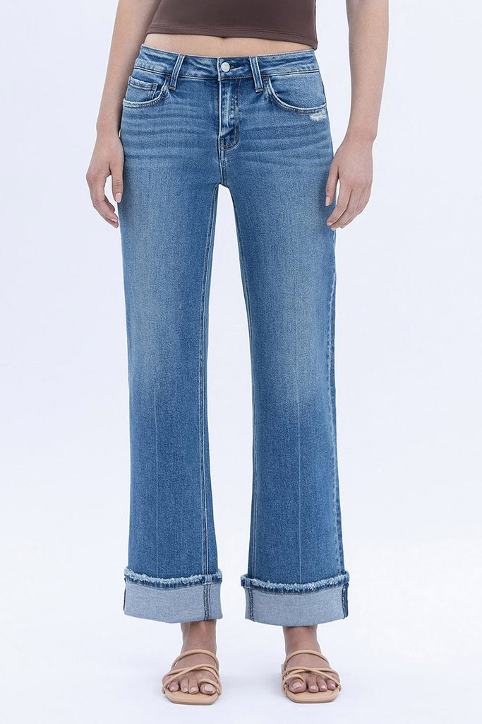 Vervet MR Cuffed Ankle Slim Wide Jeans