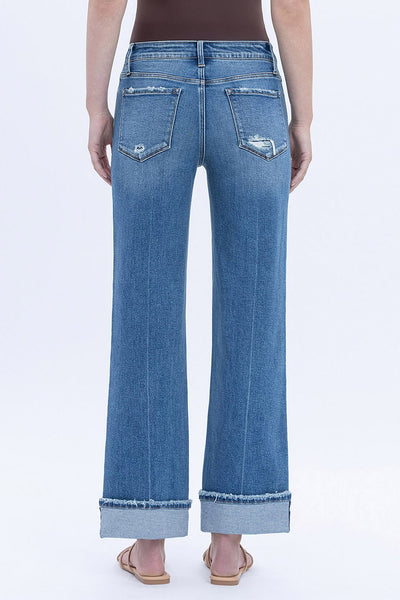 Vervet MR Cuffed Ankle Slim Wide Jeans