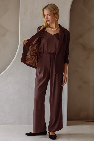 Poly Shirred 3/4 Sleeve Blazer